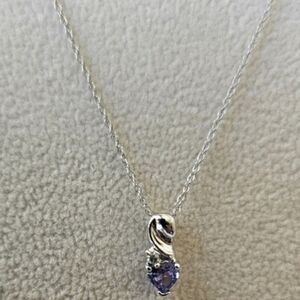 10kt White Gold Tanzanite & Diamond Necklace